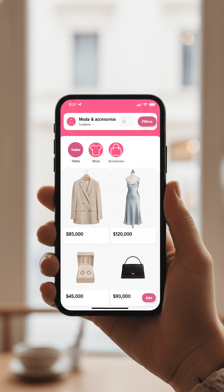 Catálogo de moda con productos destacados
